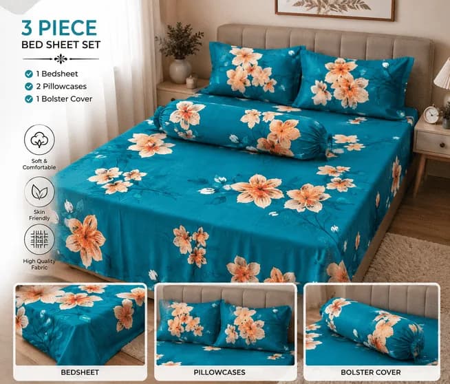 🌸 Premium Floral Bed Sheet Set