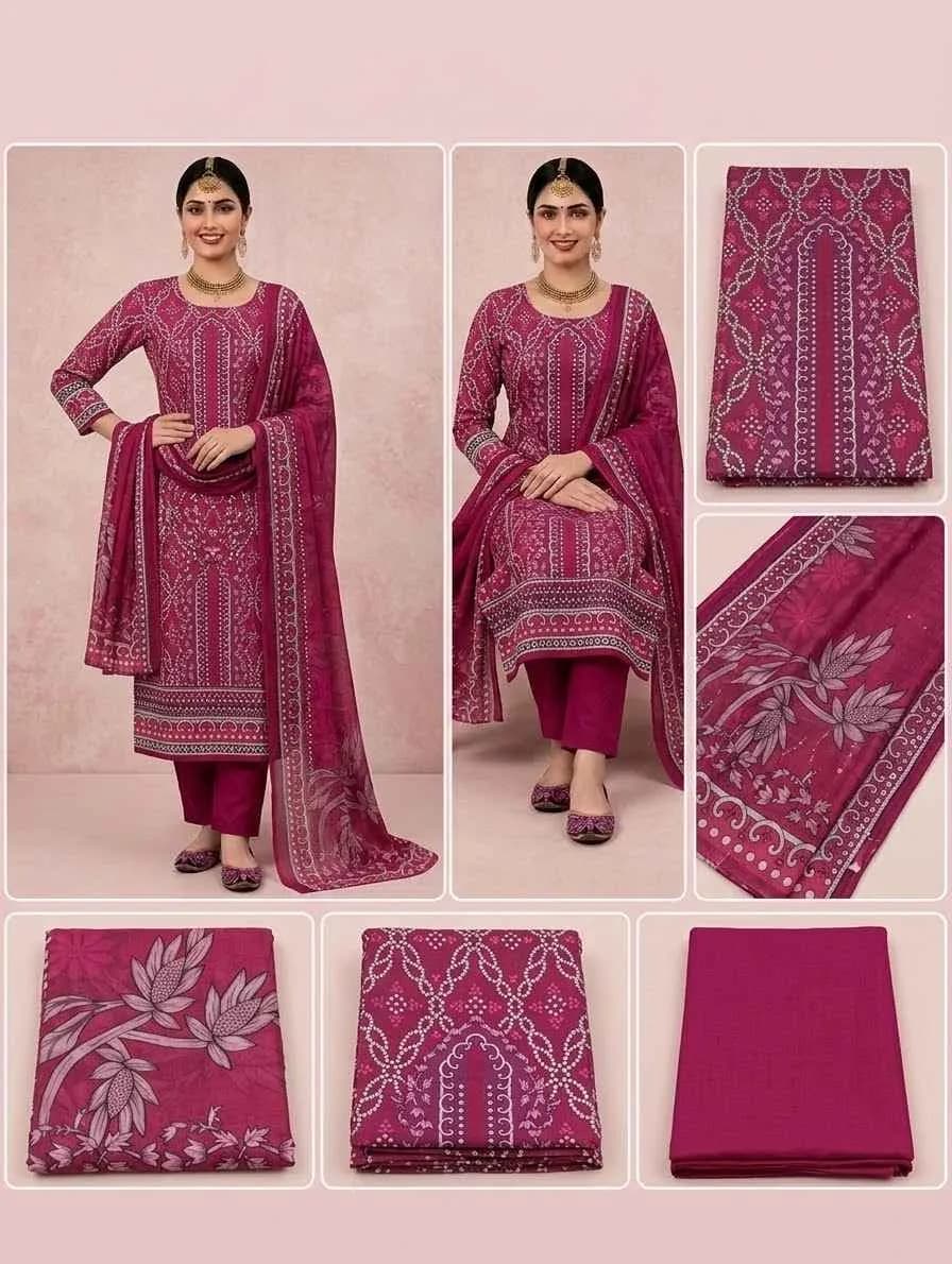 Elegant olive Green printed salweer kameez with Floral Dupatta. — photo 2