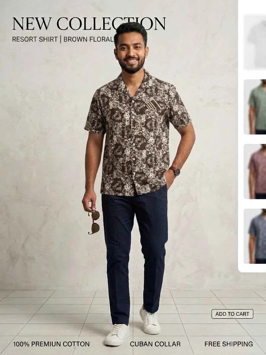 JACK & JONES Navy Blue Floral Print Short-Sleeve Resort Shirt ​ — photo 4