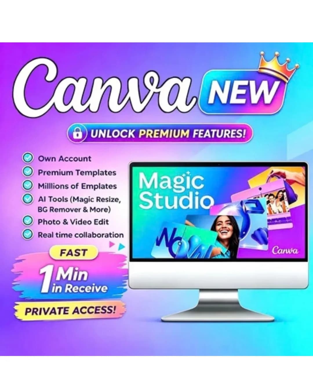 canva pro | Unlimited templates | Premium access | upgrade own account